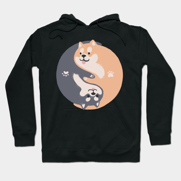 Yinyang Doge shiba inu hug together Hoodie by Chewbarber